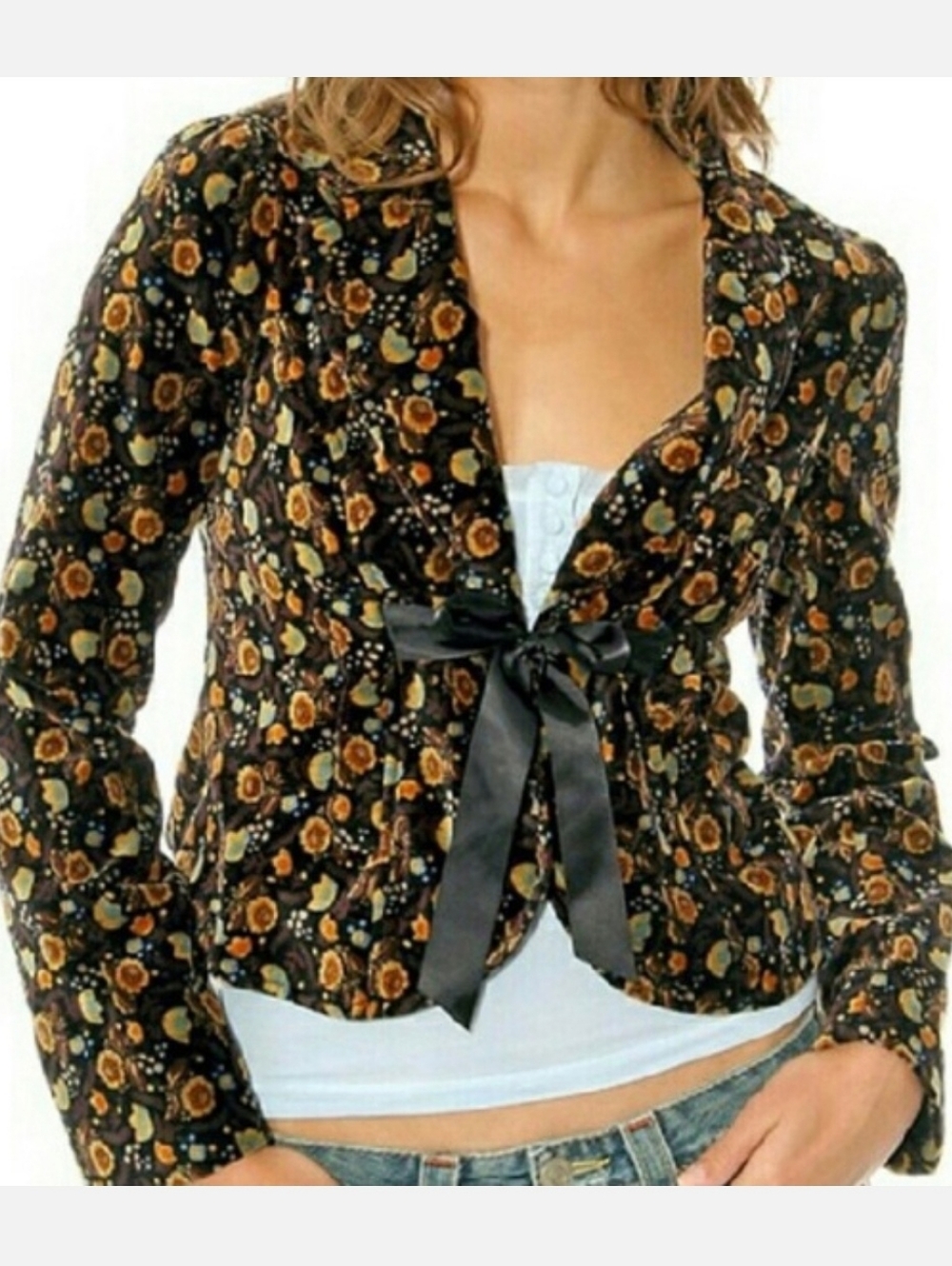 Free People Floral Velvet Blazer Jacket